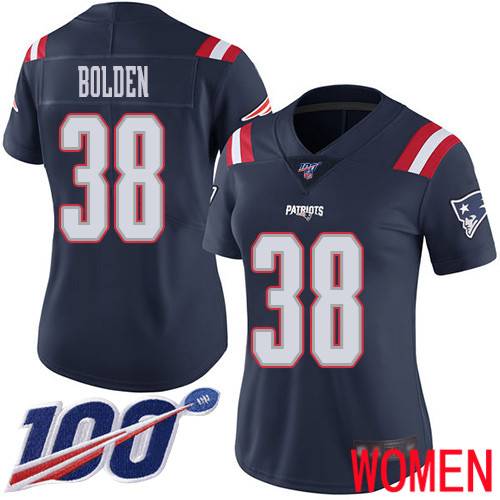 New England Patriots Football #38 100th Season Limited Navy Blue Women Brandon Bolden NFL Jersey